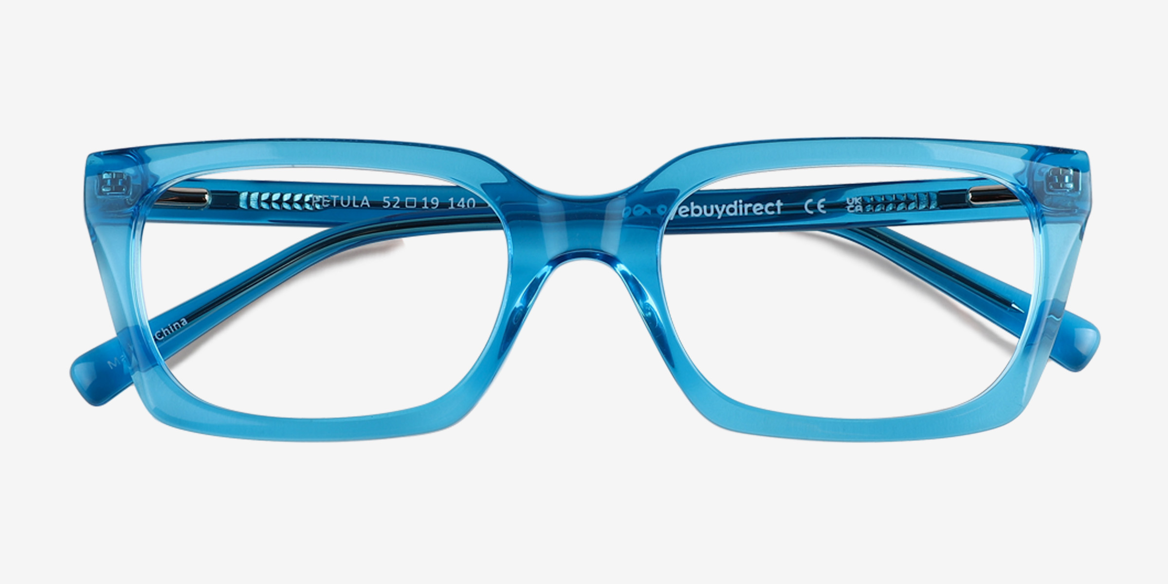 Petula Rectangle Crystal Fluo Blue Full Rim Eyeglasses | Eyebuydirect ...