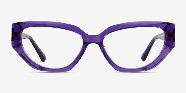 Faye Crystal Purple AcetateEyeglass Frames from EyeBuyDirect, Front View