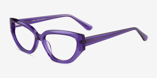 Faye Crystal Purple AcetateEyeglass Frames from EyeBuyDirect, Angle View