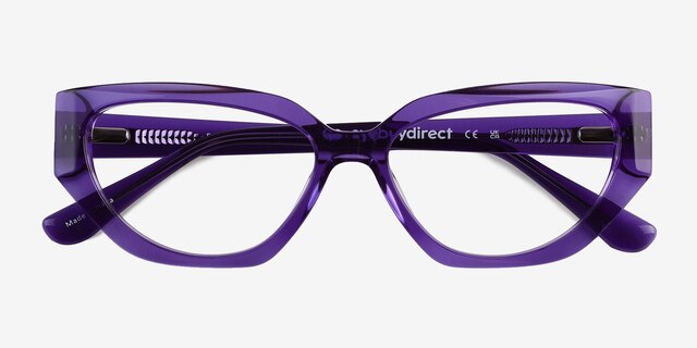 Faye Crystal Purple AcetateEyeglass Frames from EyeBuyDirect, Closed View