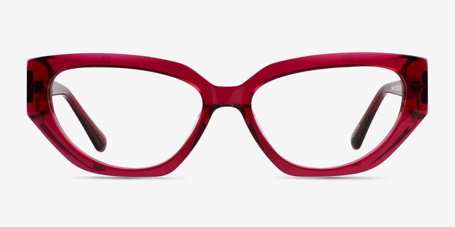 Faye Crystal Dark Pink AcetateEyeglass Frames from EyeBuyDirect, Front View