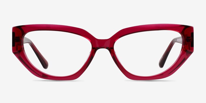 Faye Crystal Dark Pink Acetate Eyeglass Frames from EyeBuyDirect