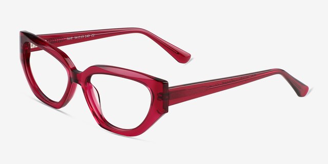 Faye Crystal Dark Pink AcetateEyeglass Frames from EyeBuyDirect, Angle View