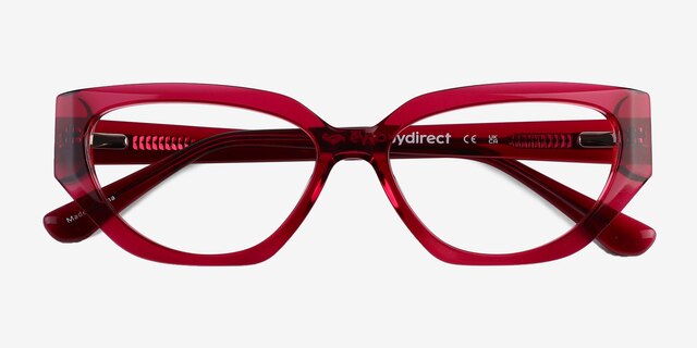 Faye Crystal Dark Pink AcetateEyeglass Frames from EyeBuyDirect, Closed View