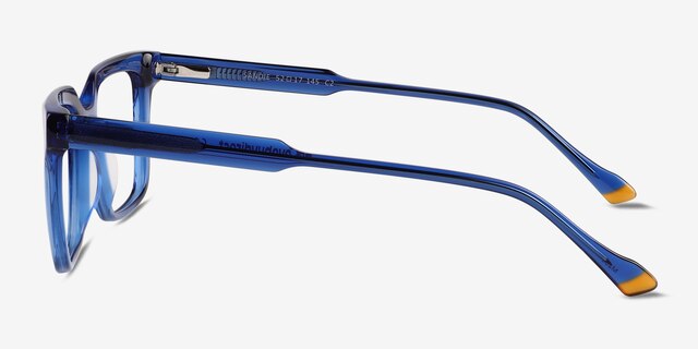 Sandie Crystal Dark Blue AcetateEyeglass Frames from EyeBuyDirect, Side View