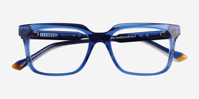 Sandie Crystal Dark Blue AcetateEyeglass Frames from EyeBuyDirect, Closed View
