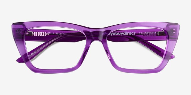 Celia Crystal Purple AcetateEyeglass Frames from EyeBuyDirect, Closed View