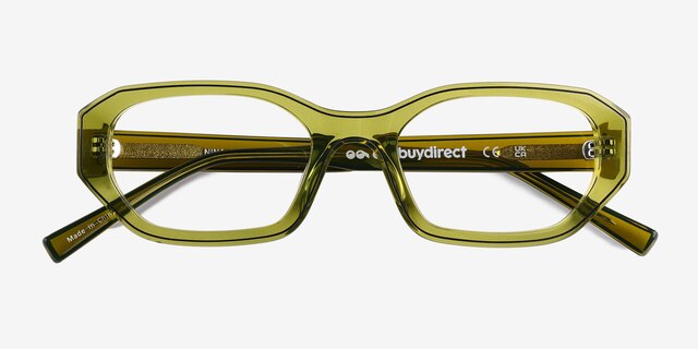 Nina Crystal Olive Green AcetateEyeglass Frames from EyeBuyDirect, Closed View