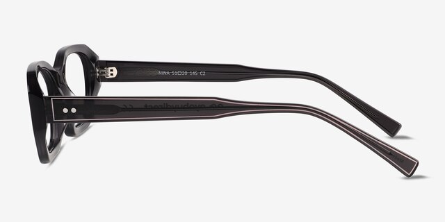 Nina Crystal Dark Gray AcetateEyeglass Frames from EyeBuyDirect, Side View