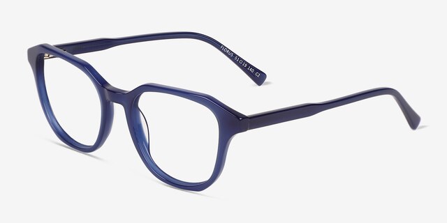 Florus Blue AcetateEyeglass Frames from EyeBuyDirect, Angle View