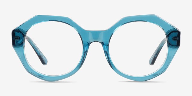Gerania Crsytal Blue AcetateEyeglass Frames from EyeBuyDirect, Front View