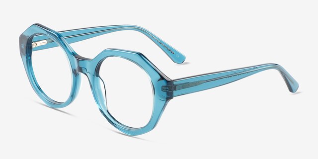 Gerania Crsytal Blue AcetateEyeglass Frames from EyeBuyDirect, Angle View