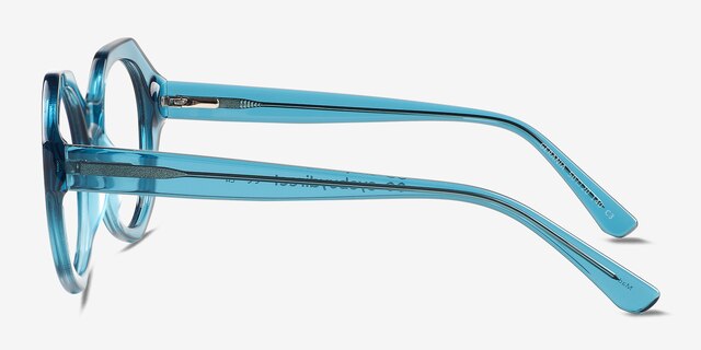 Gerania Crsytal Blue AcetateEyeglass Frames from EyeBuyDirect, Side View