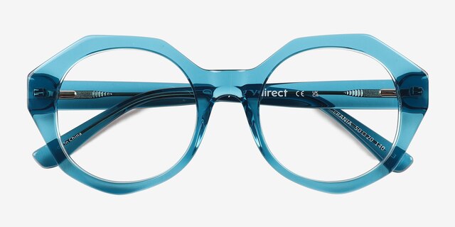 Gerania Crsytal Blue AcetateEyeglass Frames from EyeBuyDirect, Closed View
