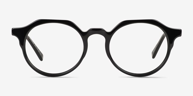 Monarda Noir AcétateMontures de lunettes de vue d'EyeBuyDirect, Vue de Face