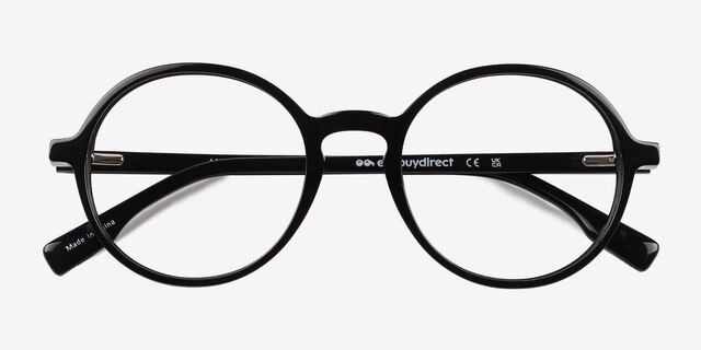 Amaranth Black AcetateEyeglass Frames from EyeBuyDirect, Closed View