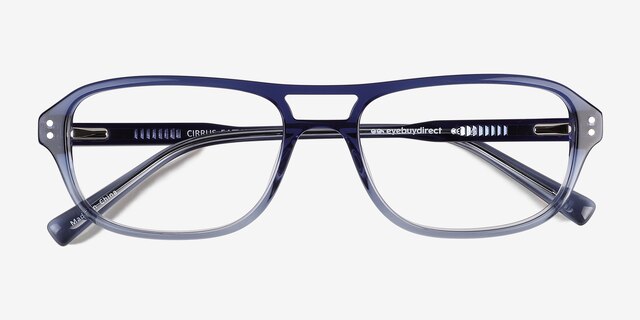 Cirrus Gradient Blue AcetateEyeglass Frames from EyeBuyDirect, Closed View