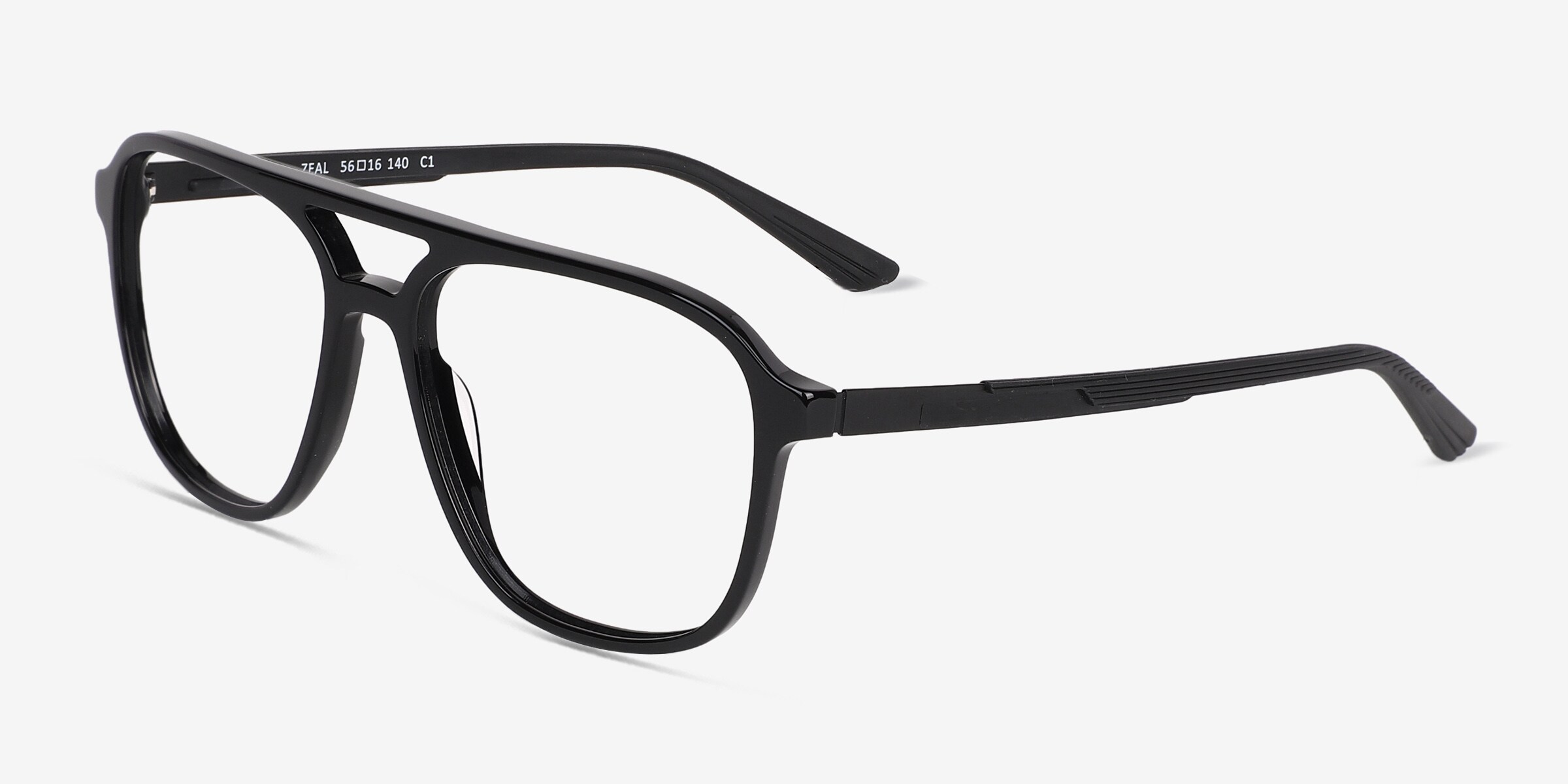 Zeal Aviator Shiny Black Full Rim Eyeglasses | Eyebuydirect Canada