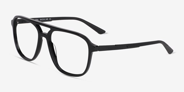 Zeal Shiny Black AcetateEyeglass Frames from EyeBuyDirect, Angle View