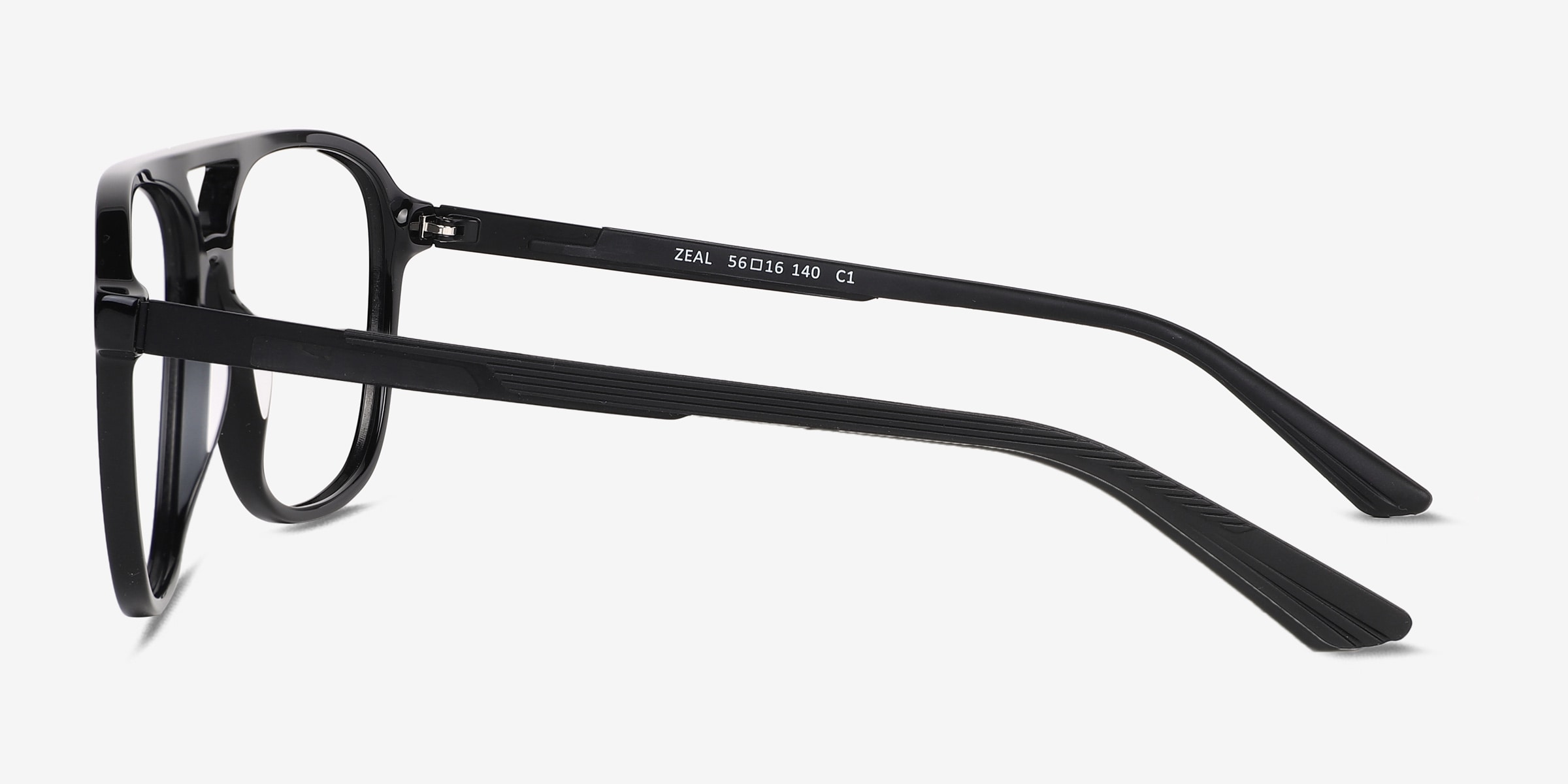 Progressive Eyeglasses Online with Largefit, Aviator, Full-Rim Acetate Design — Zeal in Shiny Crystal Green/Shiny Black by Eyebuydirect - Lenses