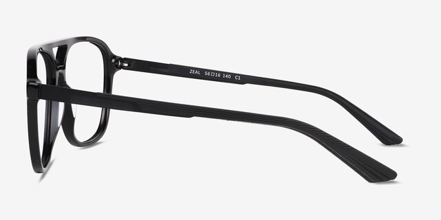 Zeal Shiny Black AcetateEyeglass Frames from EyeBuyDirect, Side View