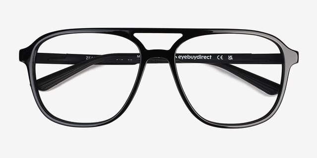Zeal Shiny Black AcetateEyeglass Frames from EyeBuyDirect, Closed View