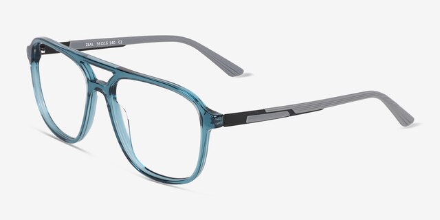 Zeal Shiny Crystal Green AcetateEyeglass Frames from EyeBuyDirect, Angle View