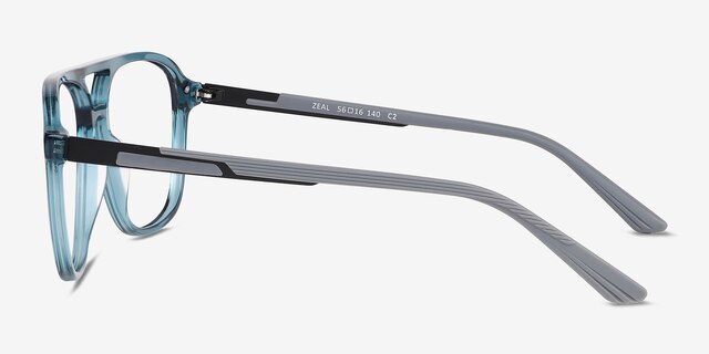 Zeal Shiny Crystal Green AcetateEyeglass Frames from EyeBuyDirect, Side View