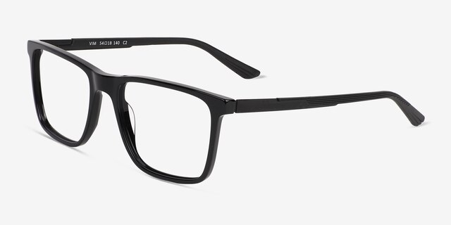Vim Black AcetateEyeglass Frames from EyeBuyDirect, Angle View