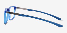 Zing Crystal Blue Acétate Montures de lunettes de vue d'EyeBuyDirect, Vue de Côté