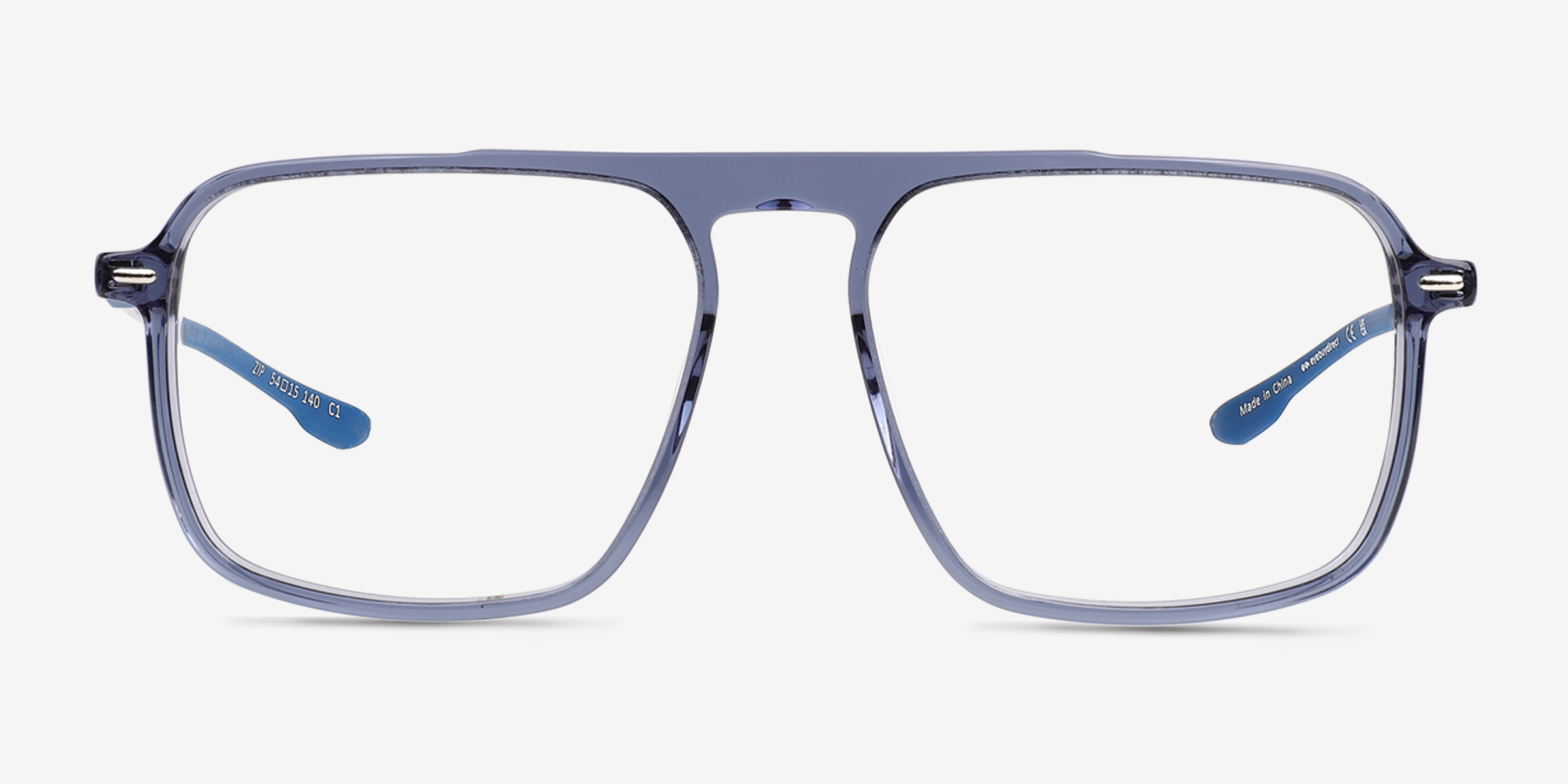 Blue Square Rim Zip Square Crystal Blue Full Rim Eyeglasses | Eyebuydirect