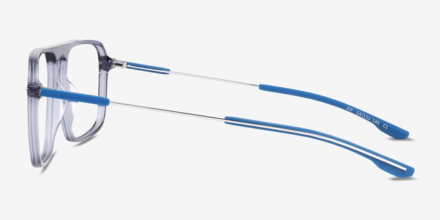 Zip Crystal Blue AcetateEyeglass Frames from EyeBuyDirect, Side View