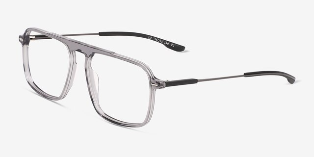 Zip Crystal Gray AcetateEyeglass Frames from EyeBuyDirect, Angle View