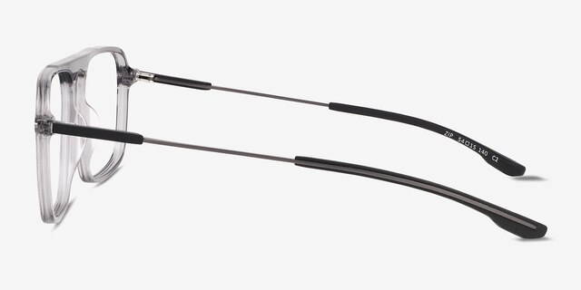 Zip Crystal Gray AcetateEyeglass Frames from EyeBuyDirect, Side View