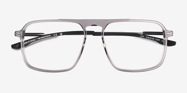 Zip Crystal Gray AcetateEyeglass Frames from EyeBuyDirect, Closed View