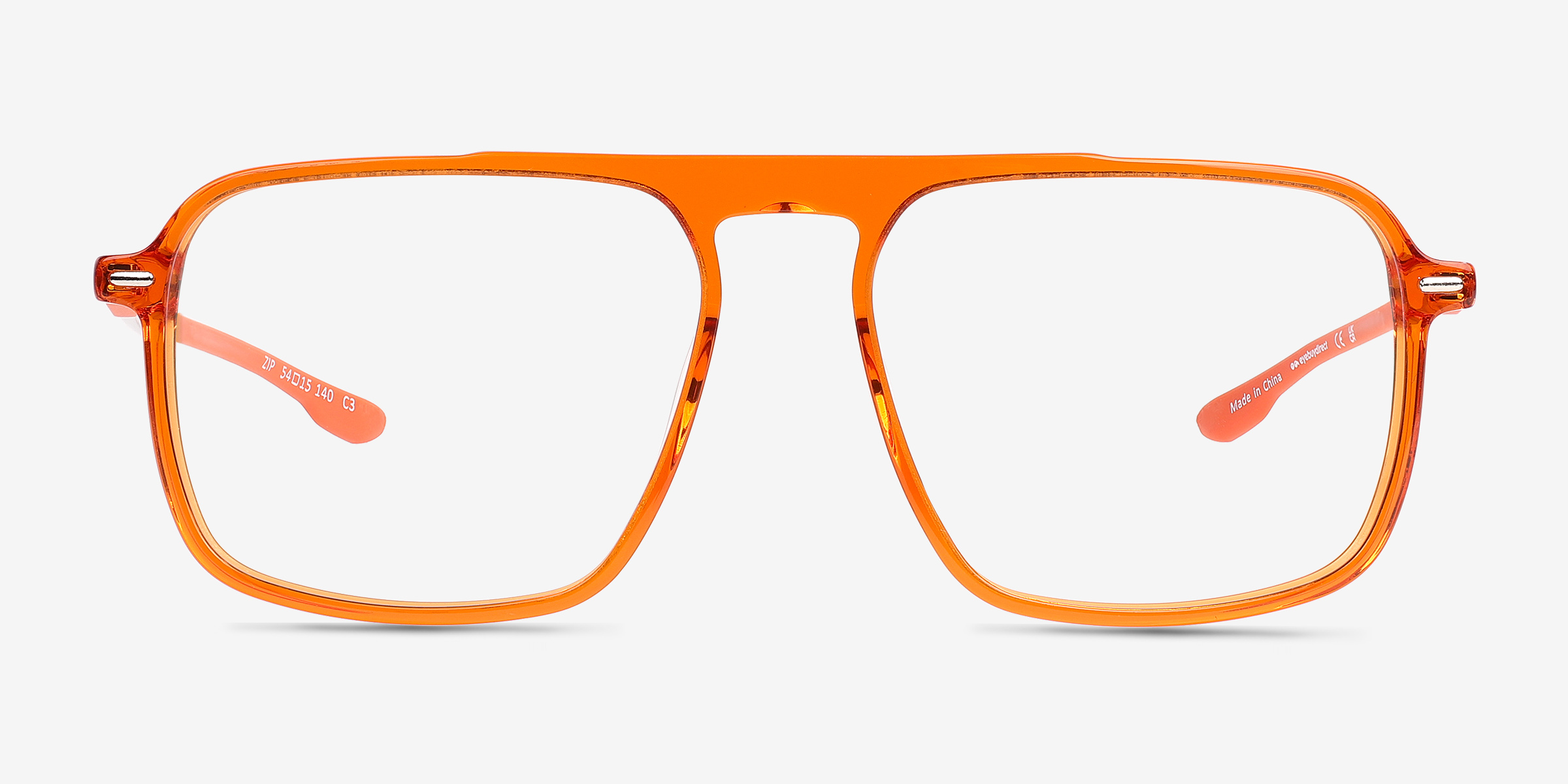 Zip Square Crystal Orange Full Rim Eyeglasses Eyebuydirect