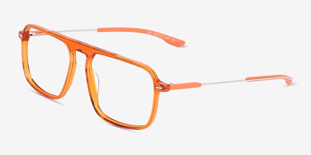 Zip Crystal Orange AcetateEyeglass Frames from EyeBuyDirect, Angle View