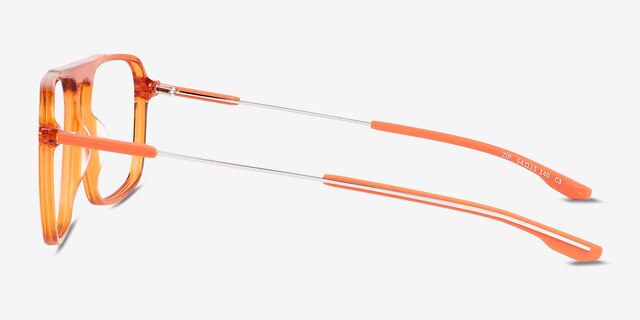 Zip Crystal Orange AcetateEyeglass Frames from EyeBuyDirect, Side View