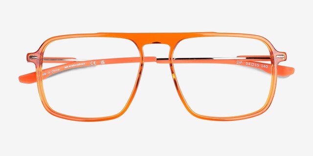 Zip Crystal Orange AcetateEyeglass Frames from EyeBuyDirect, Closed View