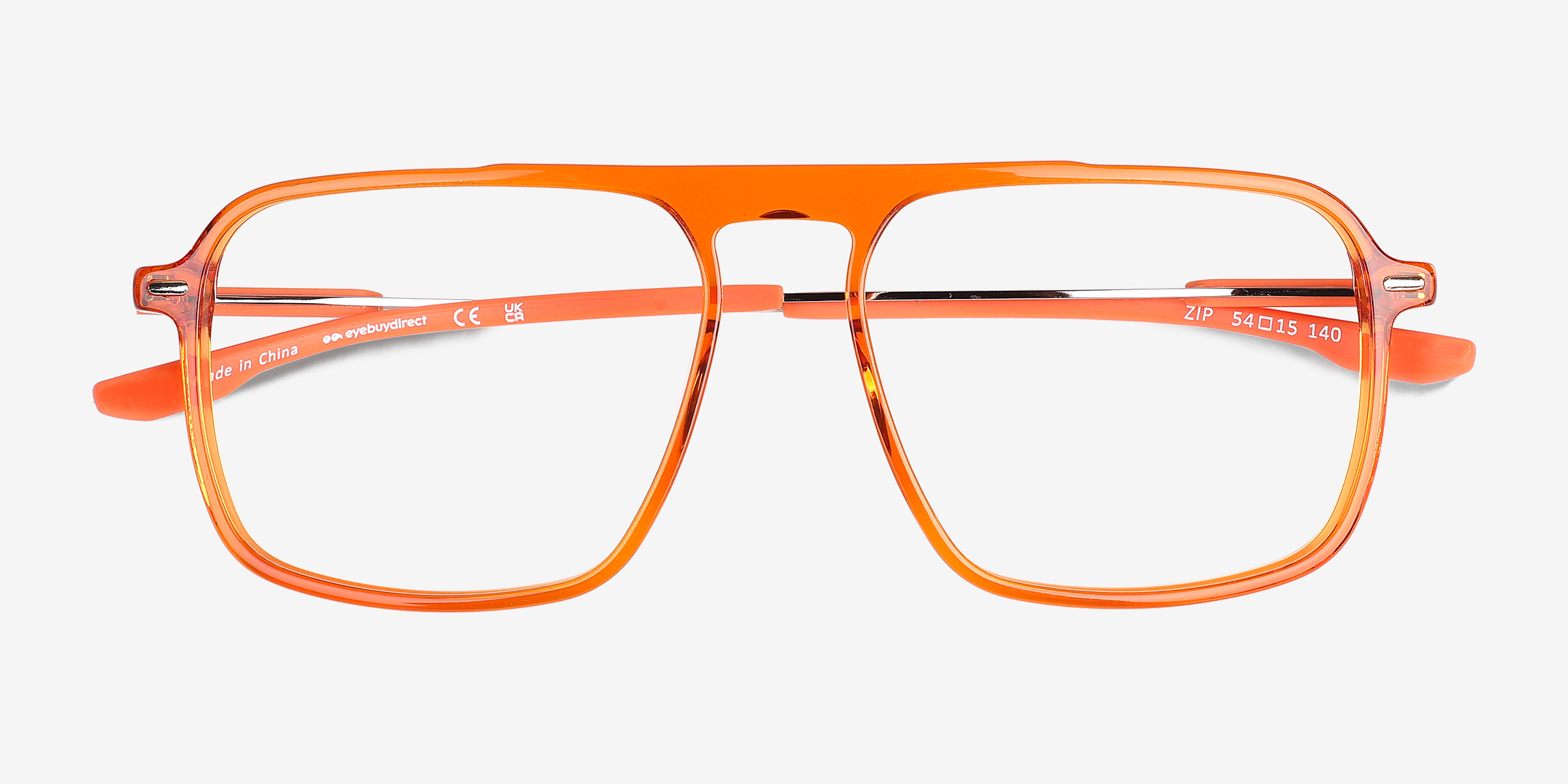 Zip Square Crystal Orange Full Rim Eyeglasses Eyebuydirect