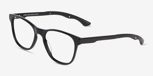 Fortitude Solid Black AcetateEyeglass Frames from EyeBuyDirect, Angle View