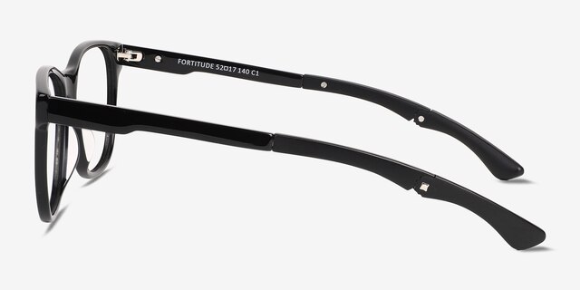Fortitude Solid Black AcetateEyeglass Frames from EyeBuyDirect, Side View