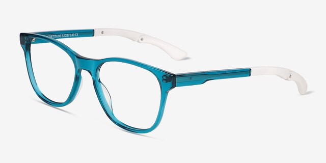 Fortitude Crystal Blue Green AcétateMontures de lunettes de vue d'EyeBuyDirect, Vue d'Angle