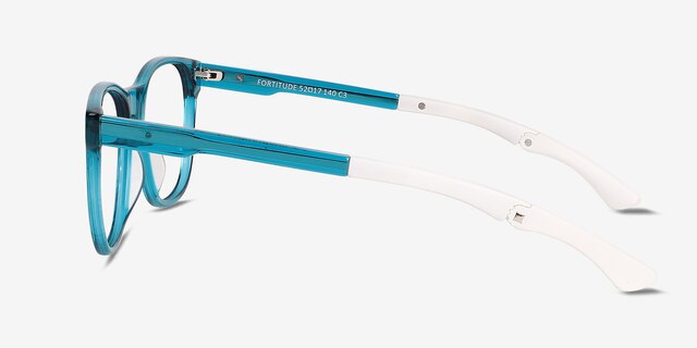 Fortitude Crystal Blue Green AcétateMontures de lunettes de vue d'EyeBuyDirect, Vue de Côté