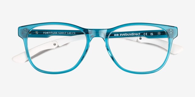 Fortitude Crystal Blue Green AcétateMontures de lunettes de vue d'EyeBuyDirect, Vue Rapprochée