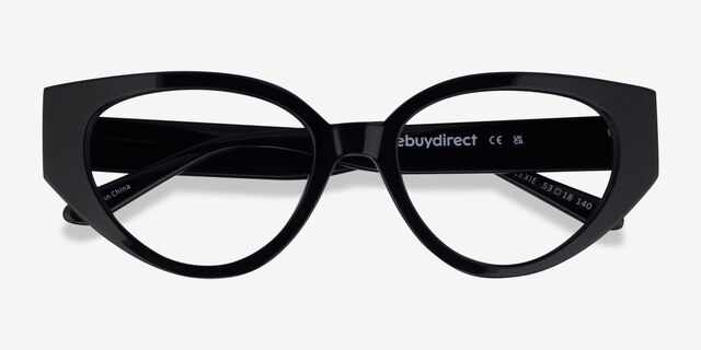 Lexie Shiny Black AcetateEyeglass Frames from EyeBuyDirect, Closed View