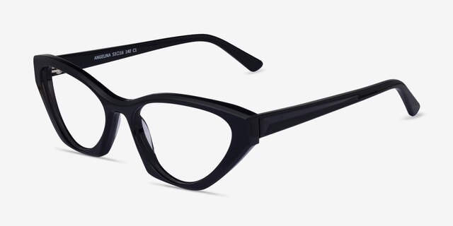 Angelina Black AcetateEyeglass Frames from EyeBuyDirect, Angle View