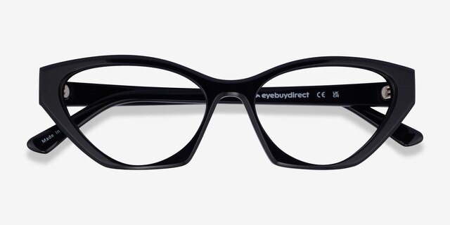 Angelina Black AcetateEyeglass Frames from EyeBuyDirect, Closed View