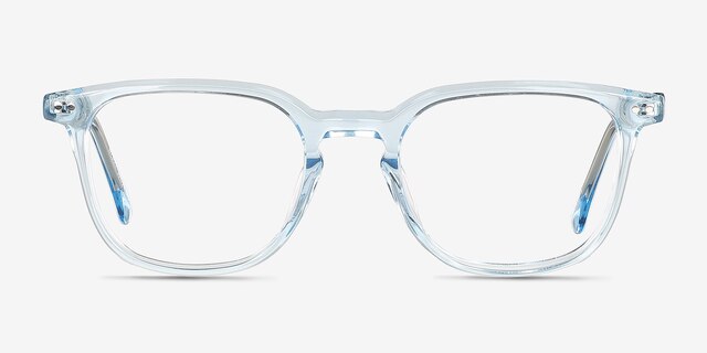 Wesley Clear Blue AcetateEyeglass Frames from EyeBuyDirect, Front View