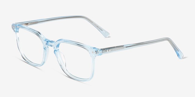 Wesley Clear Blue AcetateEyeglass Frames from EyeBuyDirect, Angle View